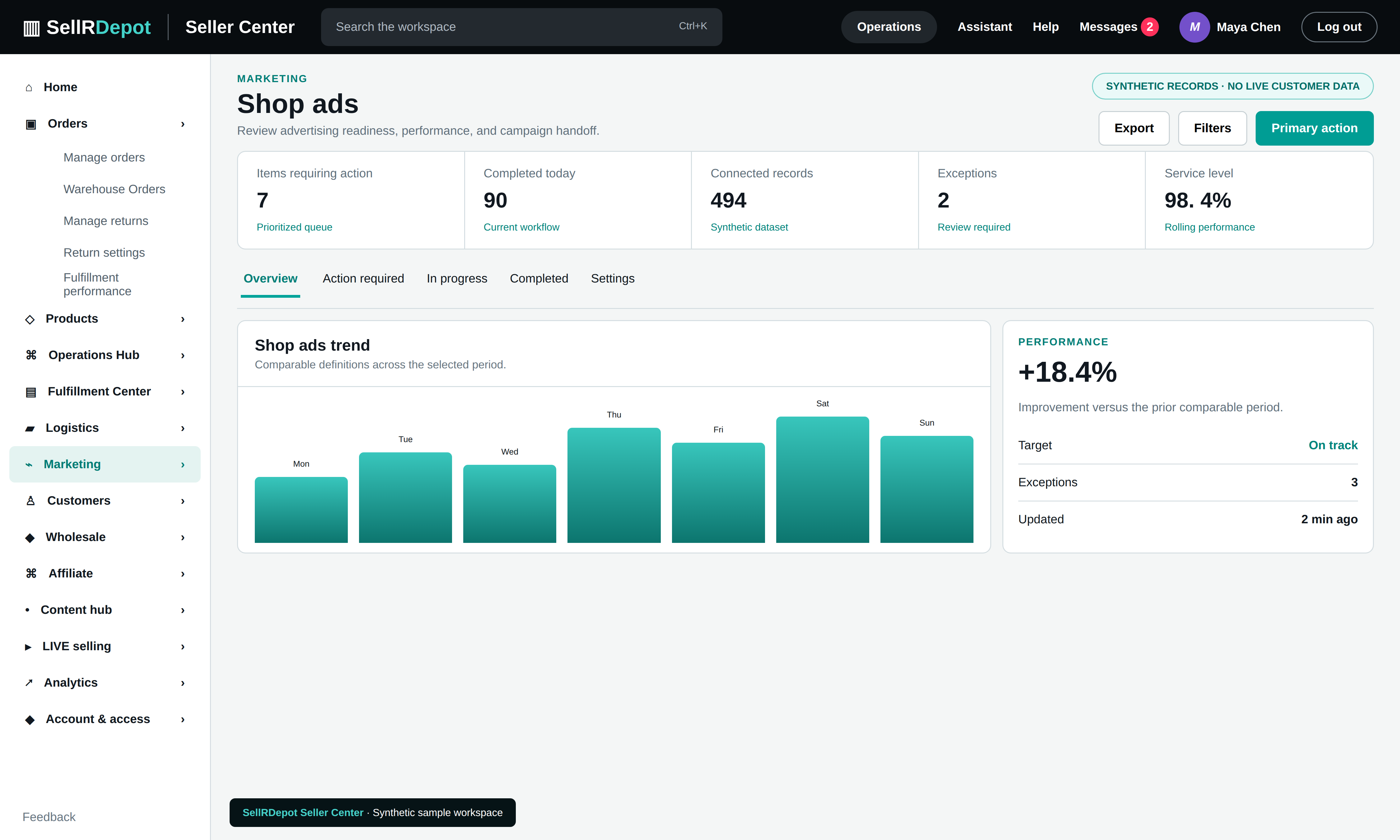 SellRDepot Advertising interface