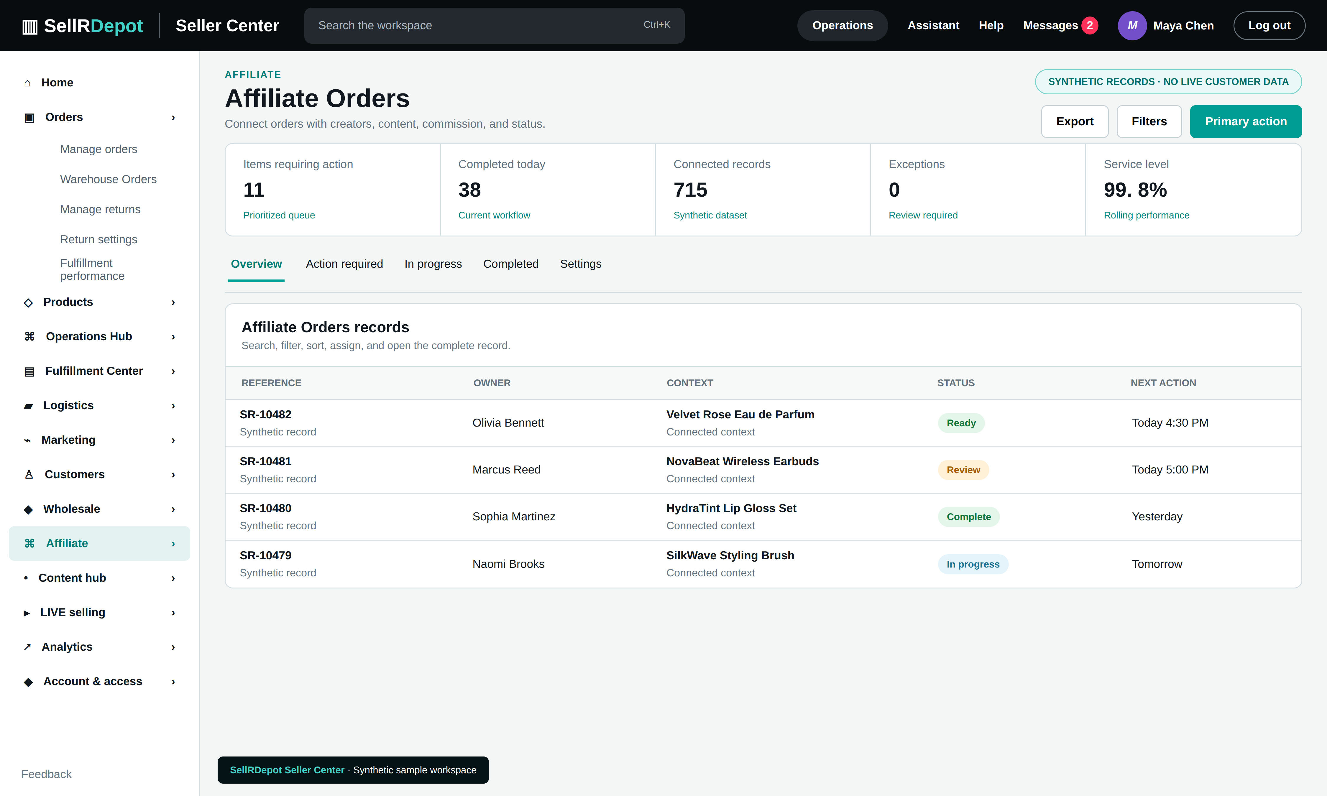 SellRDepot Affiliate orders interface