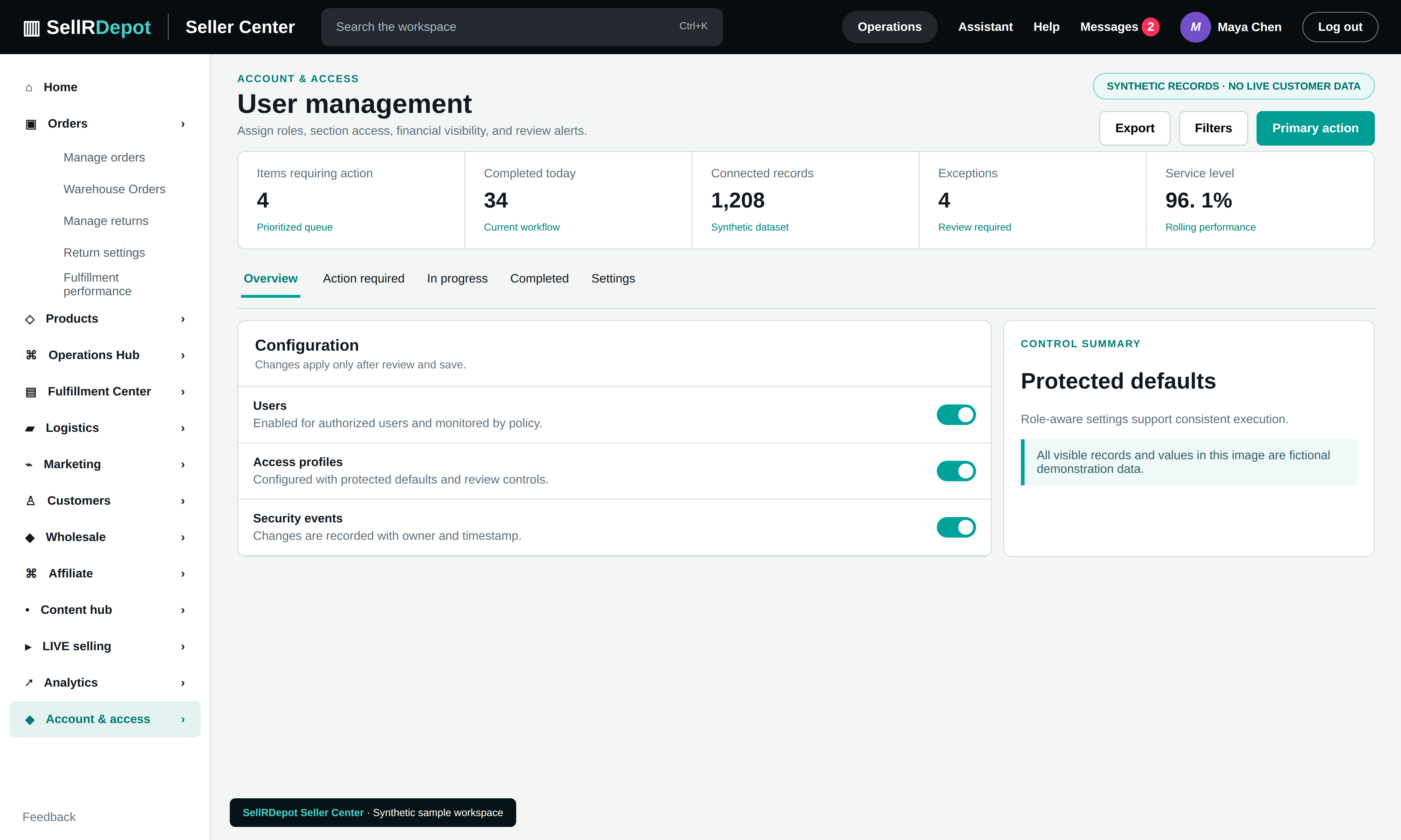 SellRDepot User management interface